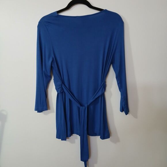 Nine & Co by Nine West Lily Women's V-Neck Tie Back Blouse Top Medium - Picture 3 of 7